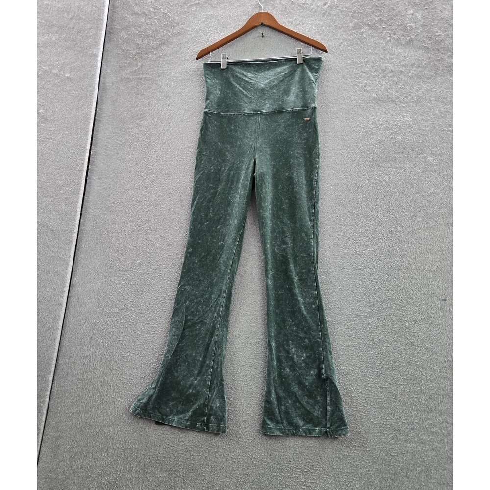 PINK Victoria's Secret Women Activewear Pants Large Green Leggings Flared READ